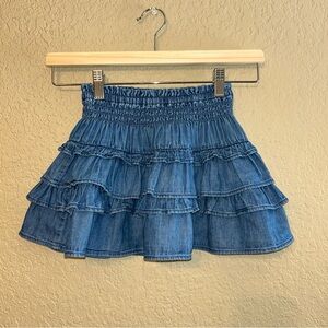 The Gap x Love Shack Fancy Tiered Denim Flippy Skirt Size Small